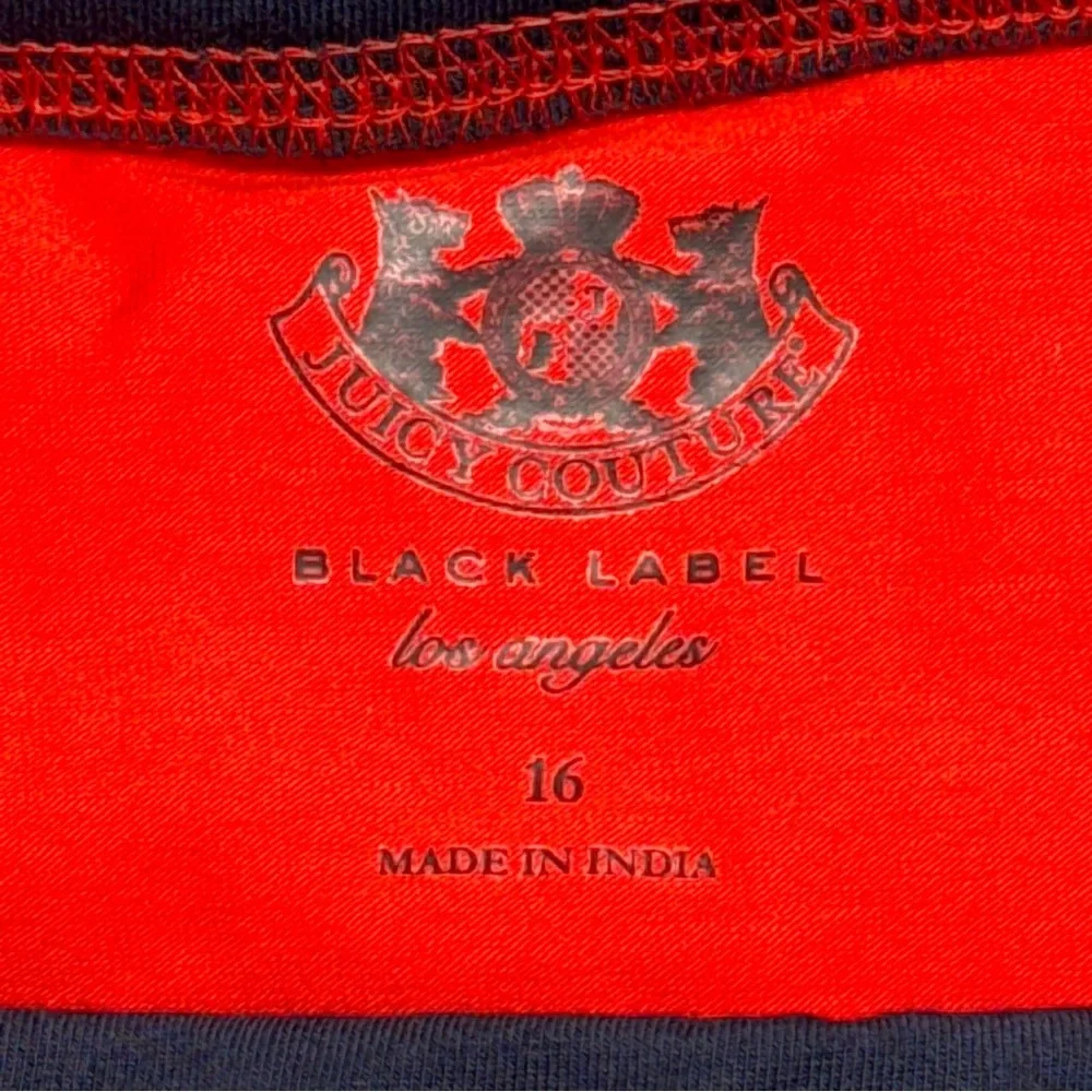 Juicy Couture Mini Skirt Girls 16 Red Blue Logo Stripe Stretch Cheerleader Y2K